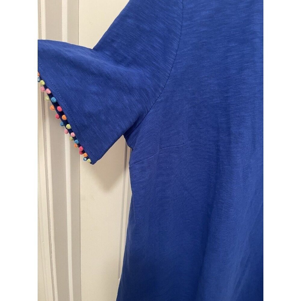 NWOT  Boden Ali Pom Sleeve Dress Knee Length Women’s Sz US 12L Blue Short Sleeve - Picture 7 of 15